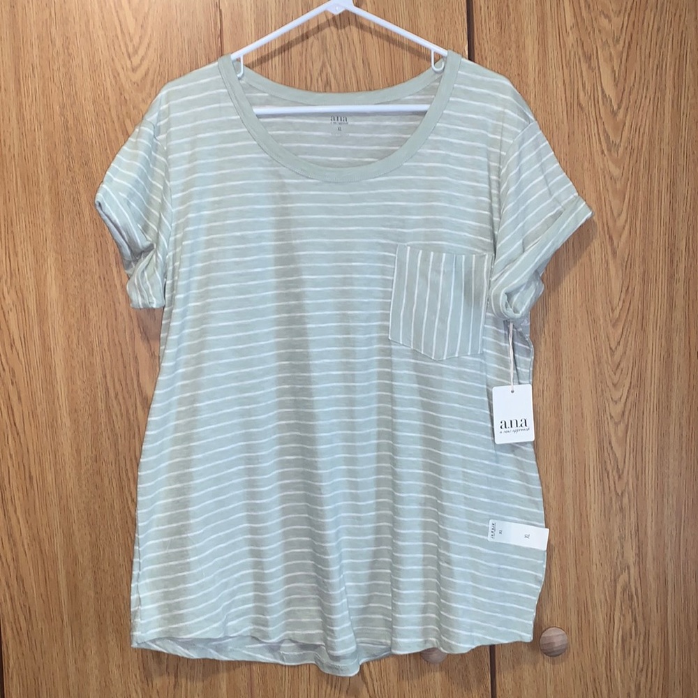 a.n.a short sleeve shirt odila stripe sage size XL